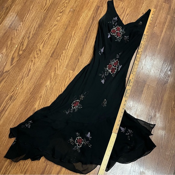 Vintage 90’s Y2K 100% Silk Dress Silk Slip Dress Fairy Beaded Dress Embroidered - Picture 10 of 17